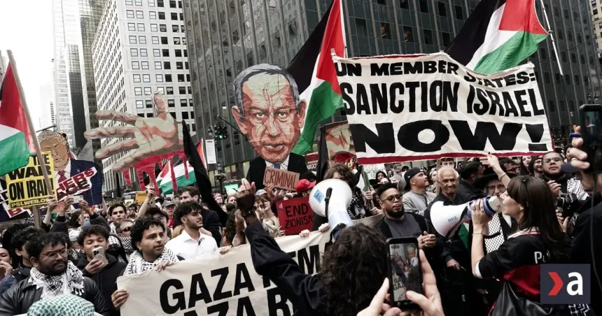 VIDEO: newyorská polícia zadržala desiatky protestujúcich proti Netanjahuovi