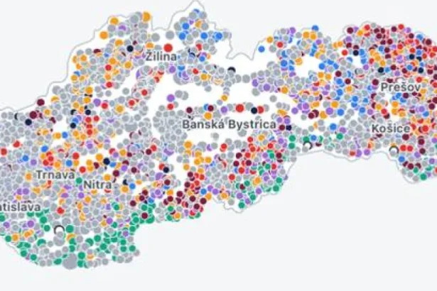 Mapa výsledkov komunálnych volieb 2026 na Slovensku